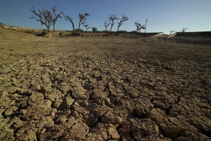 Rainwater harvesting reservoir at Om Ashram