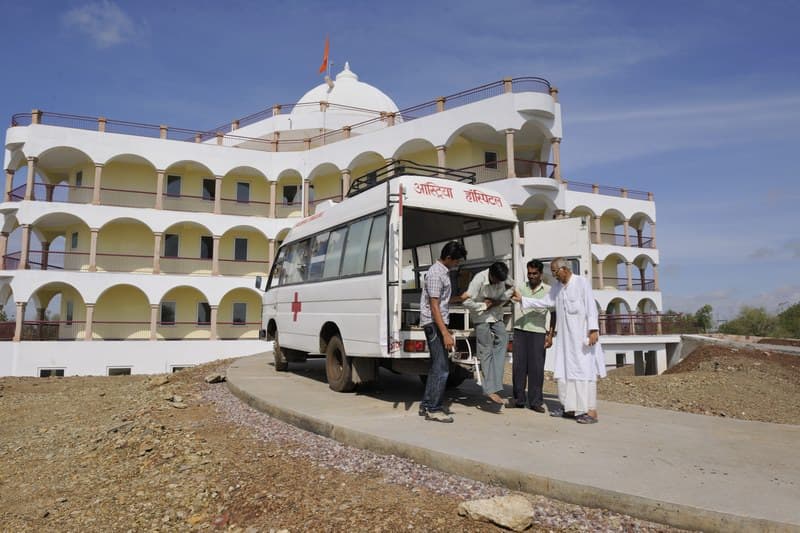 Hospital ambulance providing emergency transport services